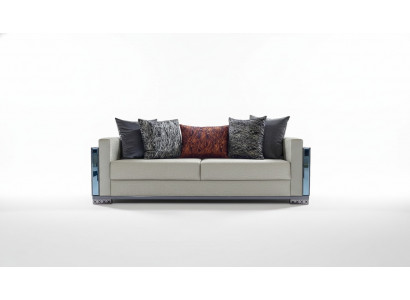 Dreisitzer Luxus Sofa 3 Sitz Sofas Sitz Design braun Metall mit Textil
