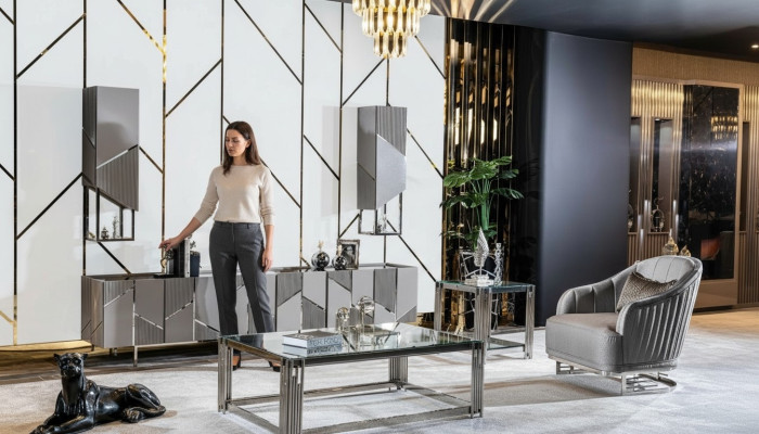 Set TV-Ständer Sessel Couchtisch Beistelltisch Wohnzimmer 4tlg grau neu