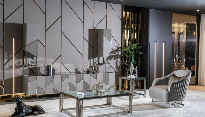 Set TV-Ständer Sessel Couchtisch Beistelltisch Wohnzimmer 4tlg grau neu
