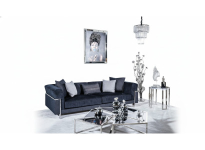Luxus Sofa 3 Sitzer Sofas Textil Couch Design Möbel Dreisitzer schwarz