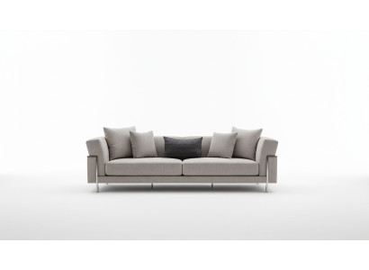 Sofa 3 Sitzer Couch Polster Sofas Wohnzimmer Stoff Grau Wohnlandschaft