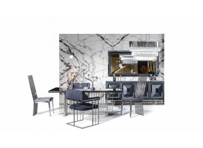 Esszimmer Komplett Esstisch 4 Stühle Anrichte mit Spiegel Set 7tlg Esstisch Neu