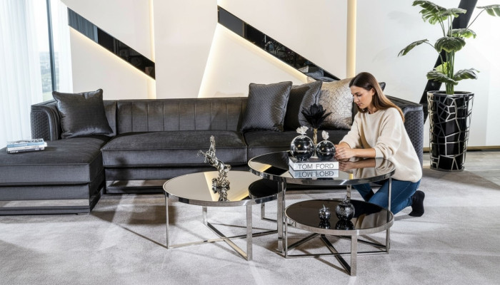 Wohnzimmer Couchtische Luxus Design 3tlg. Holz grau Stil Modern Tisch