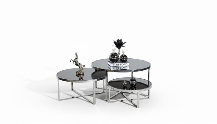 Wohnzimmer Couchtische Luxus Design 3tlg. Holz grau Stil Modern Tisch