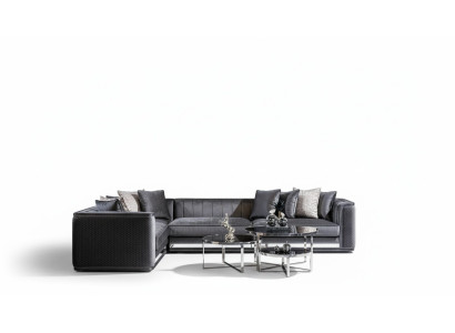 Ecksofa Sofa Couch Polster Sitz Ecke Garnitur L Form Holz mit Textil Neu