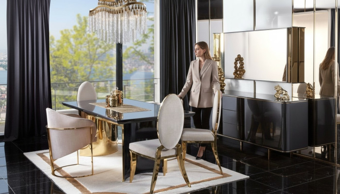 Esszimmer Tisch Esstisch 4x Stuhl Garnitur Tische Stühle Anrichte Set