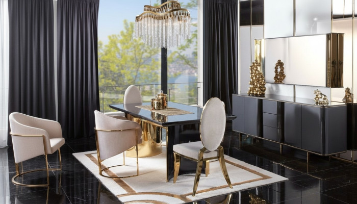 Esszimmer Tisch Esstisch 4x Stuhl Garnitur Tische Stühle Anrichte Set