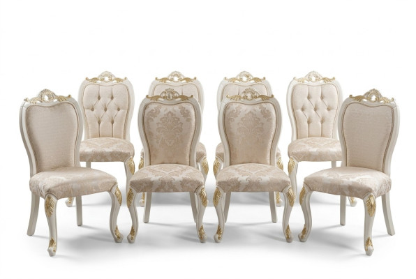 Set 8x Stühle Esszimmerstuhl Stuhl Set Holz Luxus Esszimmer Stil Barock Gruppe