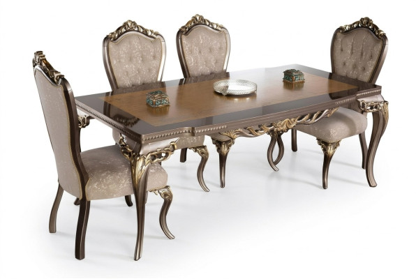 Esszimmerstuhl Stuhl Stühle Holz Luxus Esszimmer Ess Stoff Stil Barock 1x Sessel