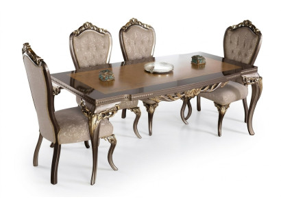 Esszimmerstuhl Stuhl Stühle Holz Luxus Esszimmer Ess Stoff Stil Barock 1x Sessel