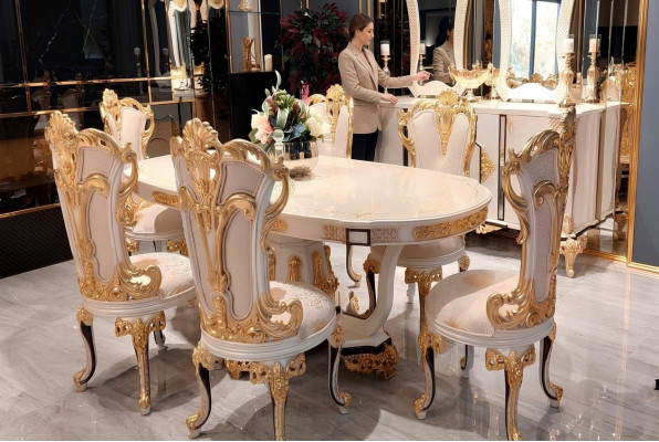 Gruppe Set 6 Stuhl Esszimmerstuhl Stuhle Holz Luxus Essgruppe Garnitur Möbel