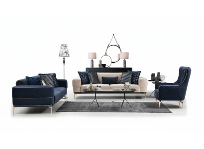 Sofagarnitur Sofa Luxus Sessel Sofas Dreisitzer 3+3+1 Sitzer Garnitur Modern