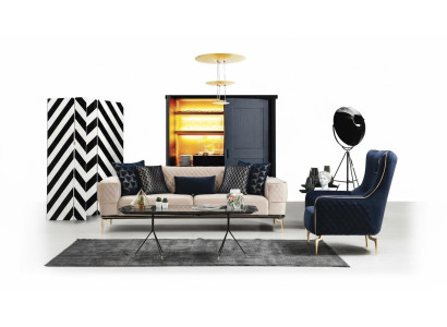 Garnitur Sofagarnitur Sofa Sofas 3+1 Sitzer Sessel Stoff Holz Modern Polyester