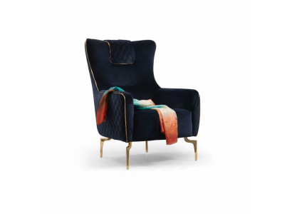 Sessel Ohrensessel Luxus 1 Sitzer Polster Sitz Designer Textil Sitz Stoff Modern