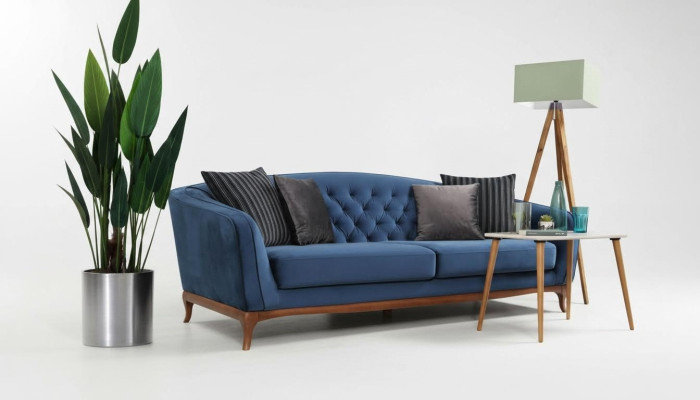 Luxus Sofa Design Dreisitzer Moderne Couch Blau Couchen Möbel Polster Loft Neu