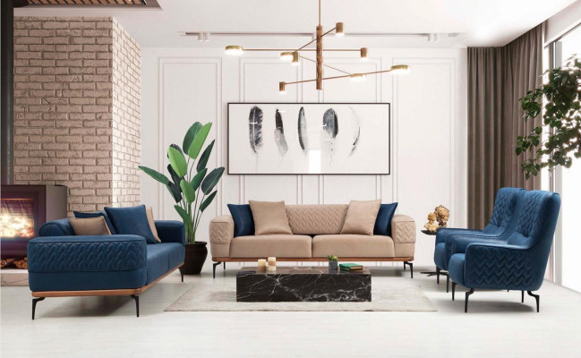 Luxus Sofa Design Dreisitzer Moderne Couch Taupe Couchen Möbel Polster Loft Neu