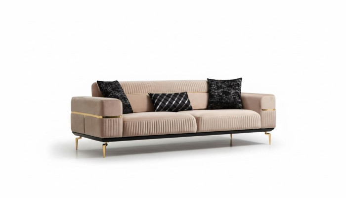 Luxus Sofa Design Dreisitzer Moderne Couch Beige Couchen Möbel Polster Loft Neu