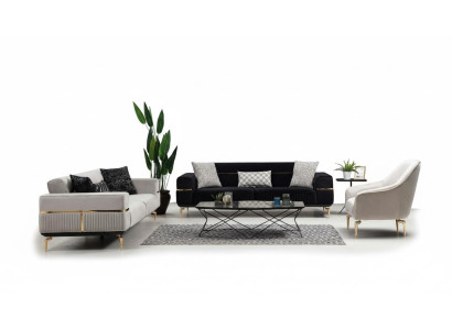 Luxus Sofagarnitur Sofa Polster Gruppe Sofas 3+3+1 Sitzer Sessel 3tlg. Samt Set