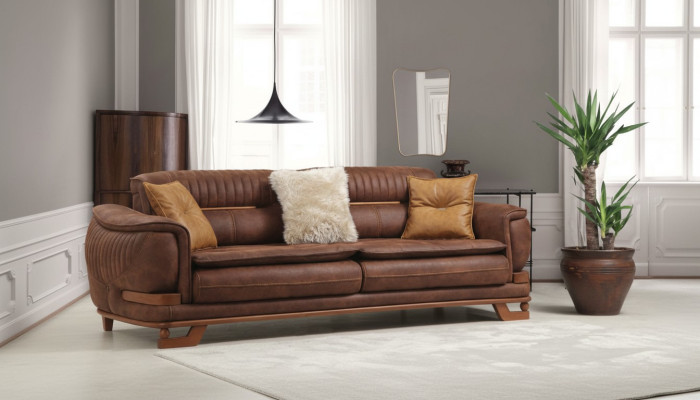 Luxus Dreibettsofa Dreisitzer Sofa 3 Sitzer Design Wohnzimmer Kunstleder