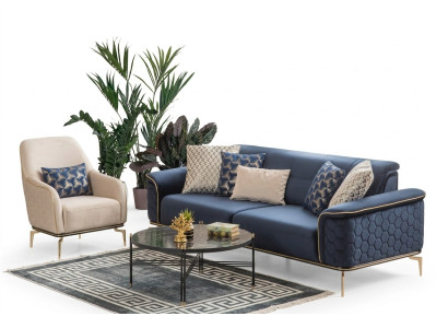 Dreisitzer Sofa 3 Sitzer Luxus Sofas Wohnzimmer Modern Stoff Design Textil Stoff