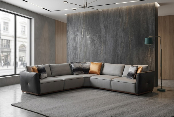 Ecksofa Sofas L-Form Großes Sofa Eck Wohnzimmer Polyester Modern Luxus Stoff Neu