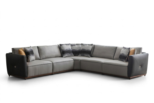 Ecksofa Sofas L-Form Großes Sofa Eck Wohnzimmer Polyester Modern Luxus Stoff Neu
