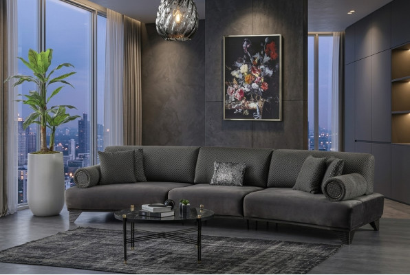 Sofa 5 Sitzer Couch Polstersofa xxl Sofas Wohnzimmer Stoff Big Wohnlandschaft