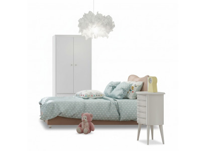 Kinderzimmer Kinderbett Bett Nachttisch Kleiderschrank Holz Möbel Weiß Set 3tlg