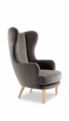 Ohrensessel Sessel Lehnstuhl 1 Sitz Sitz Stoff Luxus Wohnzimmer Modern Grau Neu