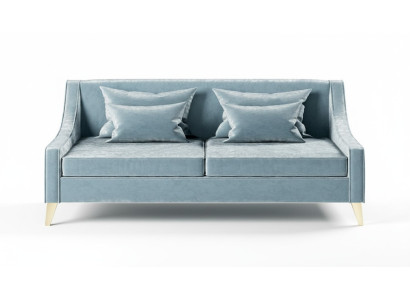 Samt Dreisitzer Sofa 3 Sitz Sofas Stoff Wohnzimmer Polyester Modern Luxus Blau