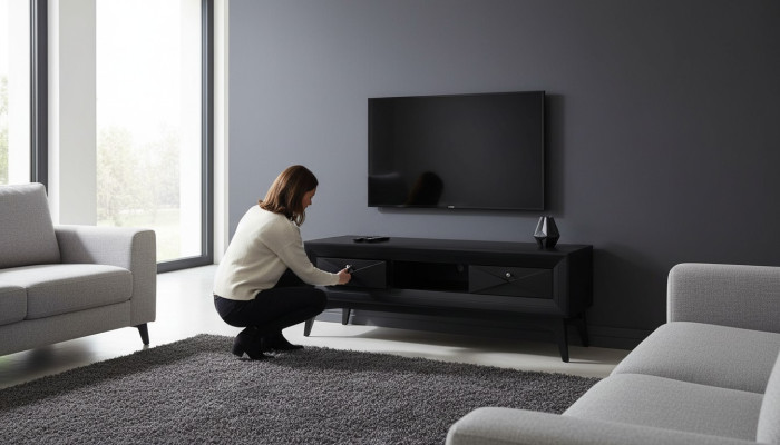 Lowboard tv Ständer Sideboard Tisch Wohnzimmer Modern Holz Schwarz Design