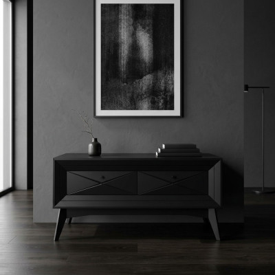 Ständer rtv Lowboard Sideboard Tisch Wohnzimmer Modern Holz Schwarz Design