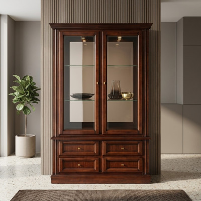 Vitrine Schränke Möbel Klassischer Stil Vitrinen Wohnzimmer Anrichte Glas Holz