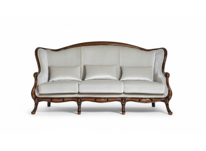Dreisitzer Sofa 3 Sitzer Luxus Stoff Grau Wohnzimmer Klassische Möbel Braun Neu