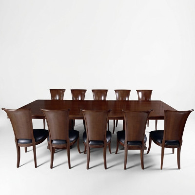 Hochwertiger Konferenztisch Set Tisch 10x Stühle Möbel Holz Tische Büro Luxus