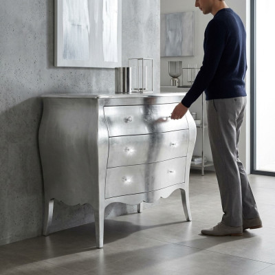 Kommode Schränke Kommoden Holz Luxus Möbel Schlafzimmer Klassische Silber Design