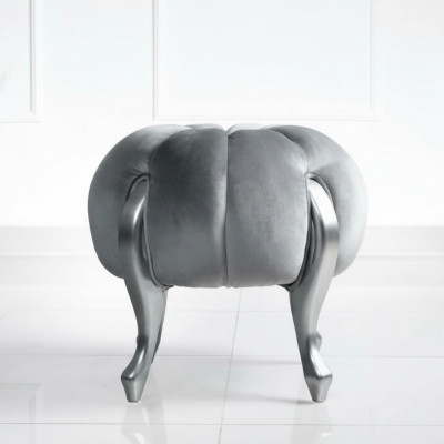 Luxus Hocker Fußhocker Polyester Wohnzimmer Sitz Stoff Grau Luxus Bank Samt