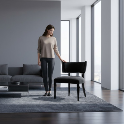 Esszimmerstuhl Stuhl Lehnstuhl Design Stühle Sessel Sitz Holz Luxus Schwarz