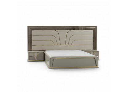 Garnitur Schlafzimmer Doppelbett Luxus Bett Modern Beige Set 3tlg Neu
