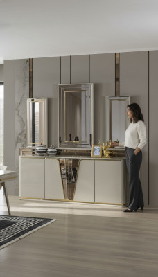 Sideboard Kommode Wohnzimmer Holz Modern Beige Luxus Schränke Design