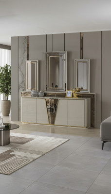 Sideboard Kommode Wohnzimmer Holz Modern Beige Luxus Schränke Design