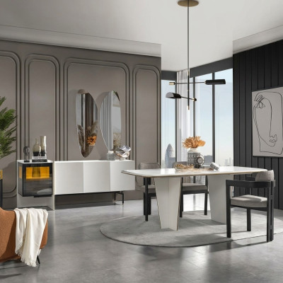 Esstisch Esszimmertisch Essecke Tisch Holz Modern Weiß Esszimmer Luxus