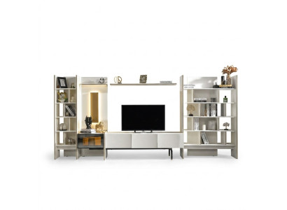 Garnitur Wohnwand TV Ständer RTV Lowboard Sideboard Regale Holz Weiß