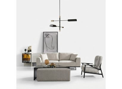 Moderne weiße Sofagarnitur Dreisitzer Sessel Set Polstermöbel Wohnzimmer
