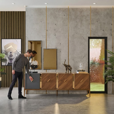 Sideboard Kommode Luxus Schränke Kommoden Wohnzimmer Holz Braun Möbel