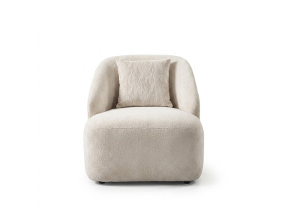 Sessel Ohrensessel Modern Stoff Wohnzimmer Polyester Weiß Design Sitz