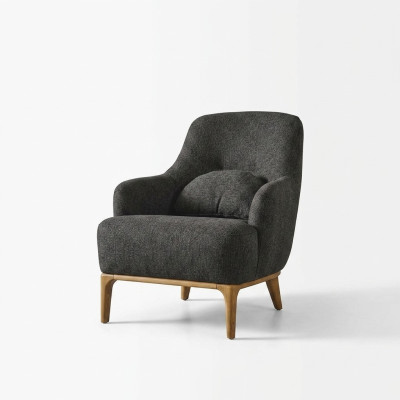Sessel Ohrensessel Modern Stoff Wohnzimmer Polyester Grau Design Sitz