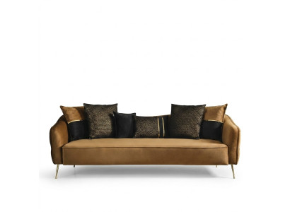 Modern Chesterfield Sofa 4 Sitzer Sofas Stoff Polyester Gelb Neu