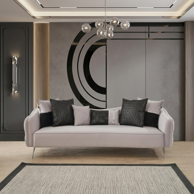 Dreisitzer Chesterfield Sofa 3 Sitzer Sofas Design Modern Stoff Weiß