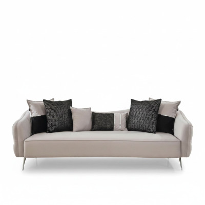 Dreisitzer Chesterfield Sofa 3 Sitzer Sofas Design Modern Stoff Weiß